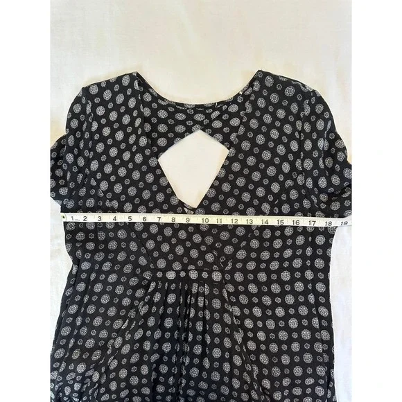 PPLA‎ Mara M Smock Dress Black White Keyhole Cutout Tiered Ruffle w/ Pockets - Picture 5 of 11